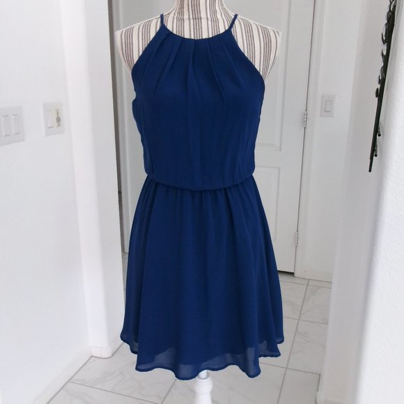 Lush Dresses & Skirts - Lush Dark Blue Sleeveless Chiffon Flowy Dress Above Knee XS